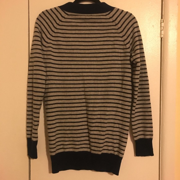 Navy Blue Striped Cashmere Sweater - Picture 2 of 4